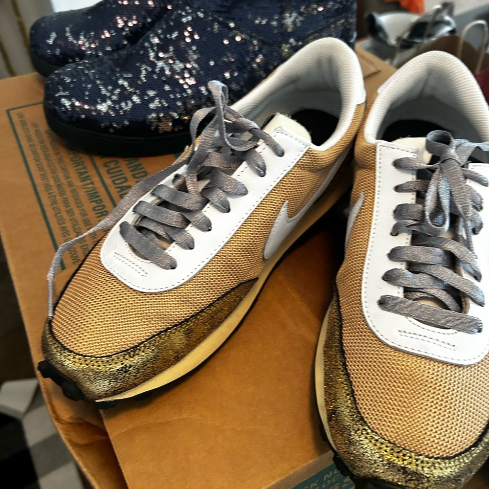 Nike Gold and White Running Shoes